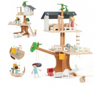 Žaislinis medinis lėlių namas medyje su figūrėlėmis ir priedais 31 vnt | Classic World CW50566